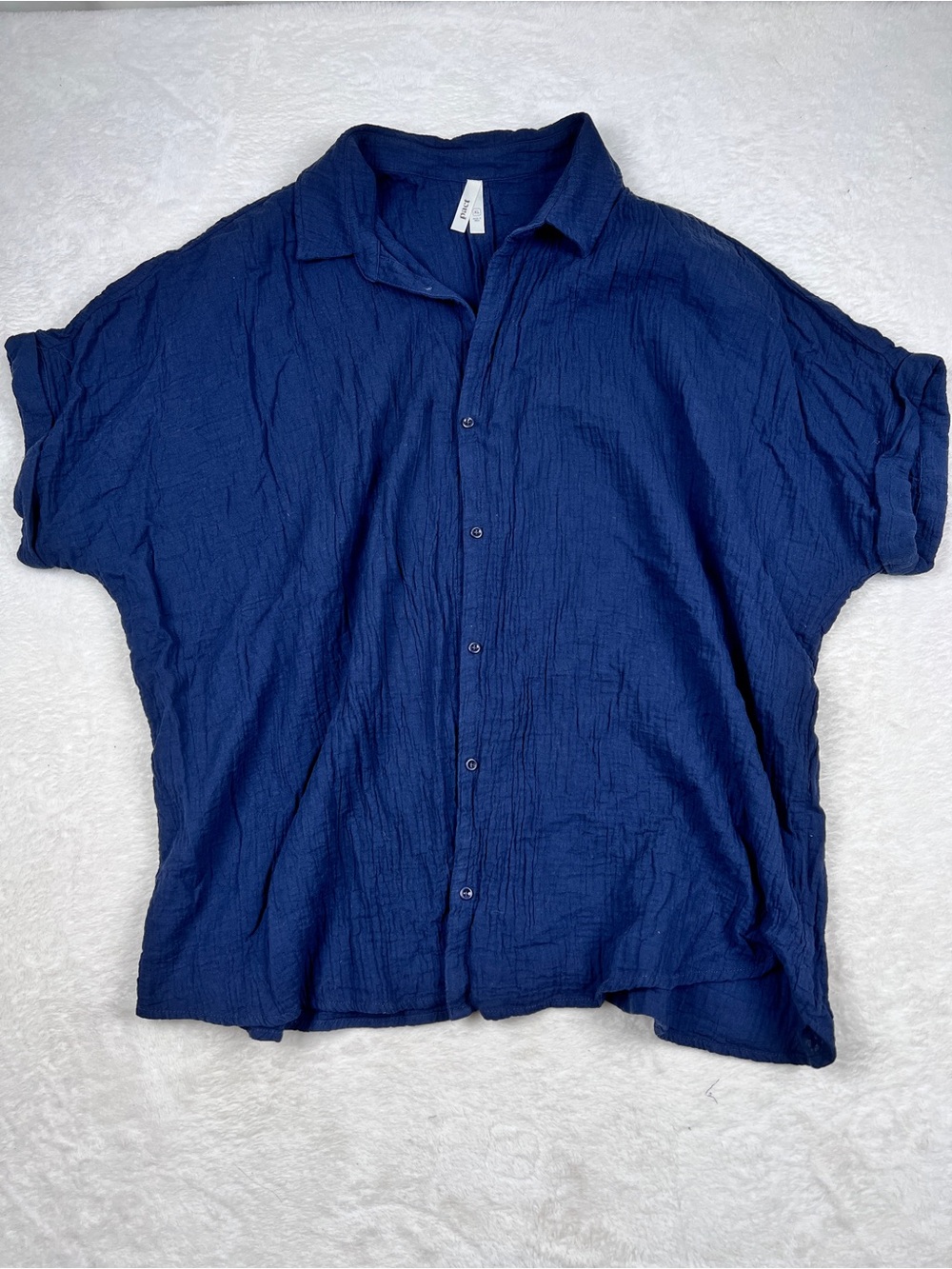 PACT Coastal Double Gauze Oversized Shirt Women’s XL Navy Organic Cotton